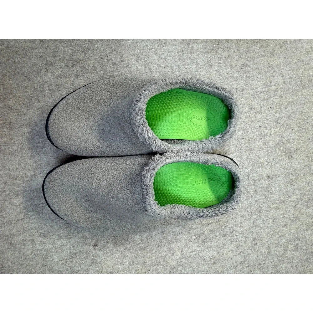 OOFOS OOCoogee Clogs Mens 11 Grey Green Fleece Lined Recovery Mules